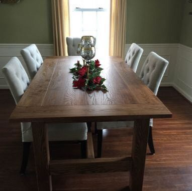 custom woodworking, Custom Oak tables near Kitchener Ontario, Oak trestle table Cambridge