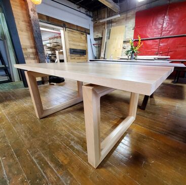 custom woodworking Cambridge, unique dining tables, cool dining table ideas, Modern wood dinng table with square legs